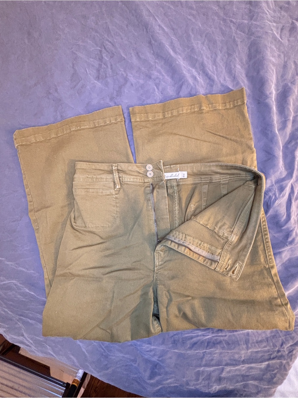 High-Rise Olive Green Wide-Leg Jeans for Women